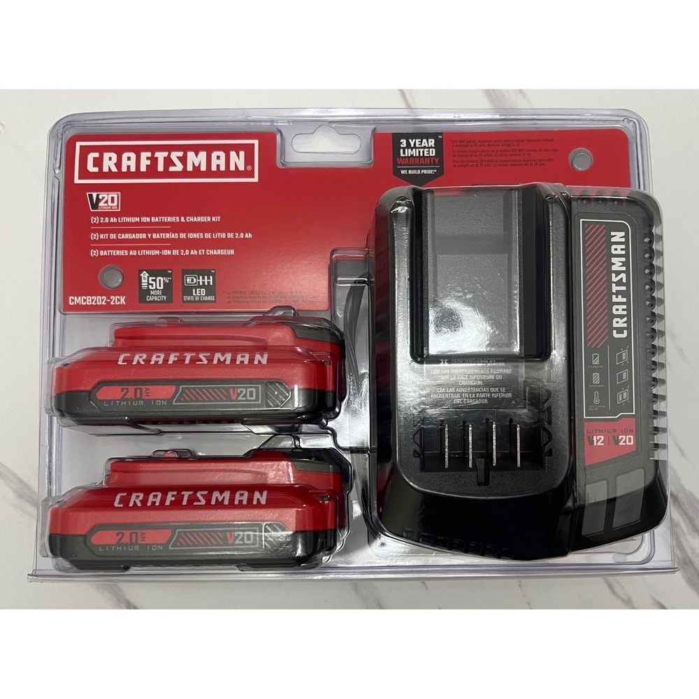 Craftsman V20 20V Max 2.0 Ah Lithium Ion 2-Battery and Charger Kit CMCB202-2CK